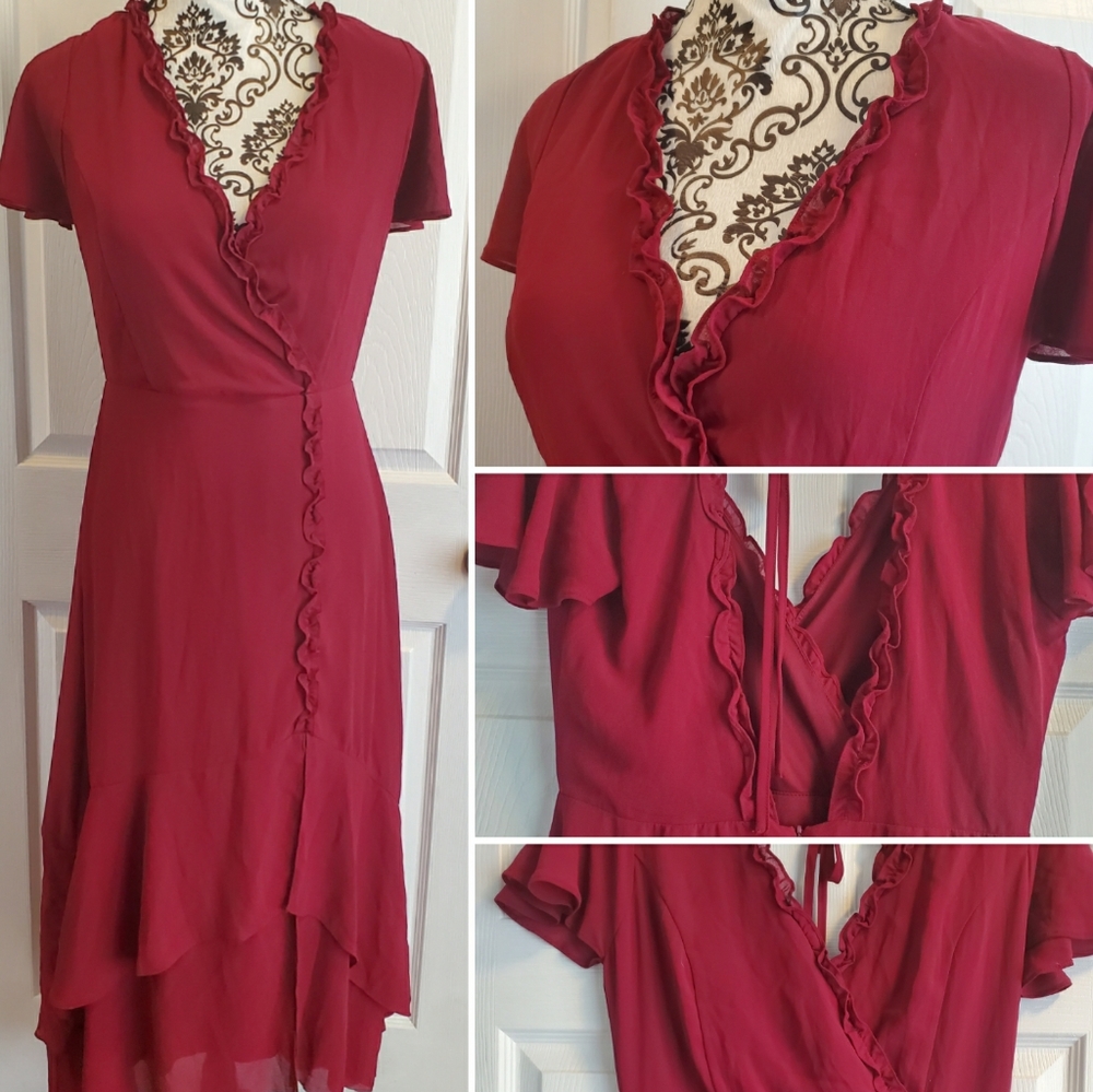 Lulu's Cranberry Ruffle Dress (SZM)